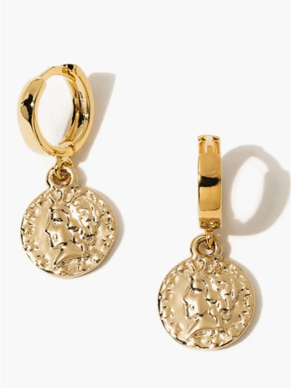 Stella Coin Drop Gold Plated Earrings